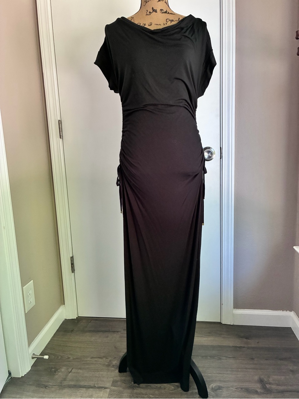 Victoria's Secret Black Ruched Side Maxi Dress